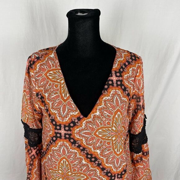 Paper Crane Anthropology Boho Orange Mini Dress - Women’s S - Picture 4 of 6